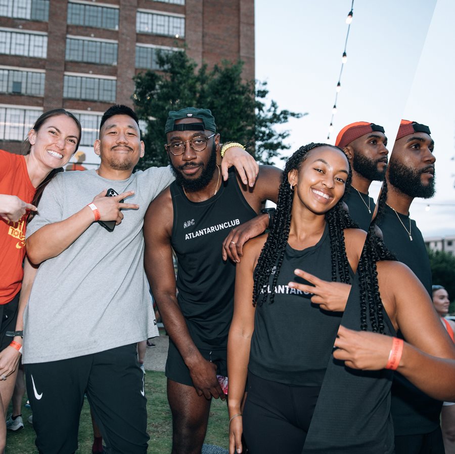 the atlanta run club posing for the Propel your city project